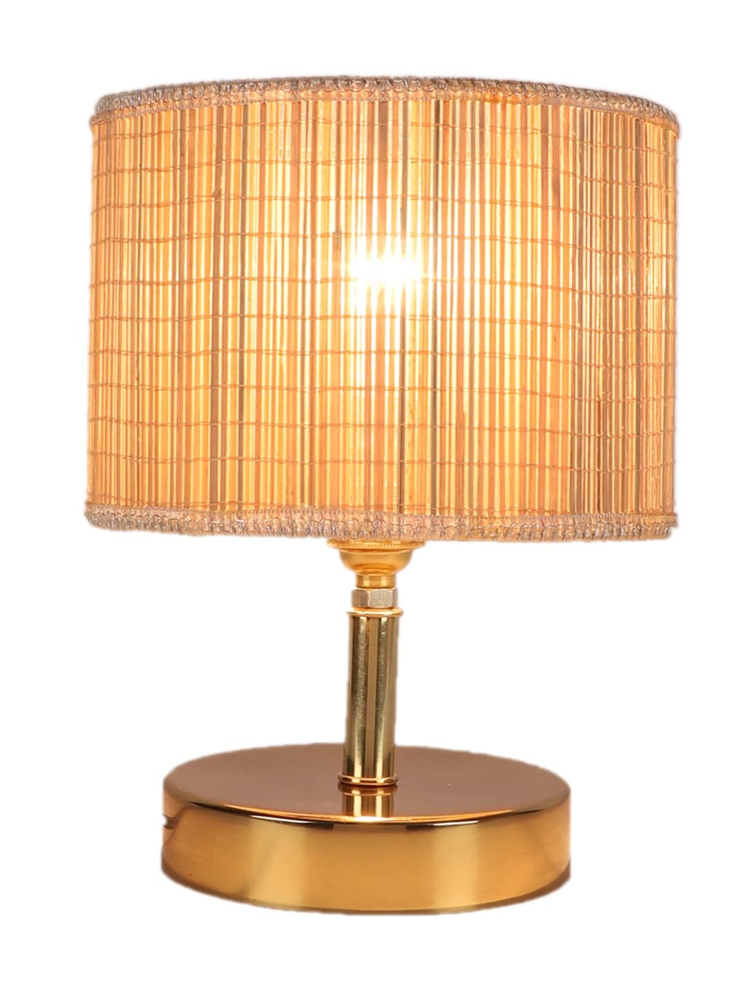 Metal Table lamp with Bamboo Shade