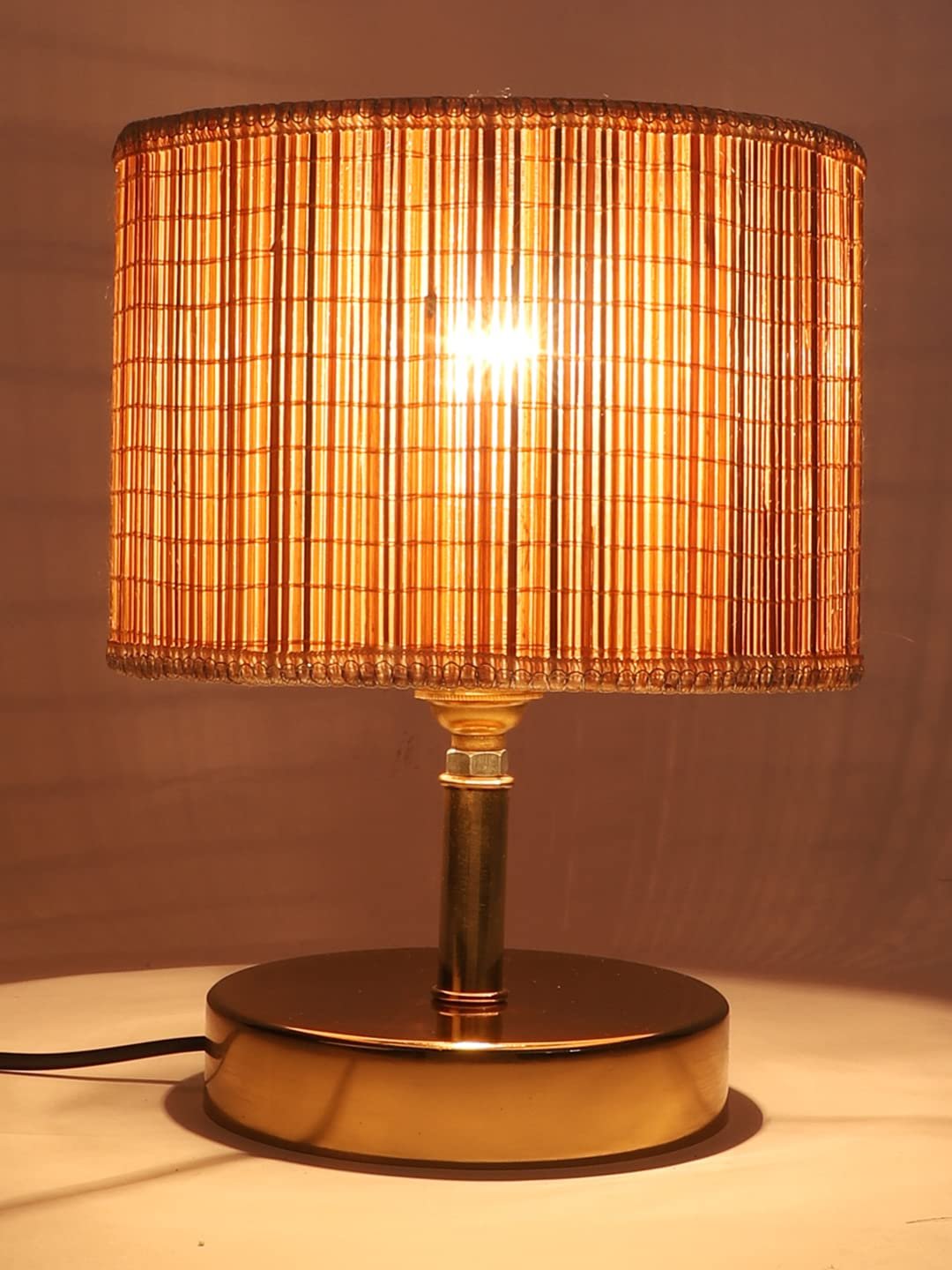 Metal Table lamp with Bamboo Shade