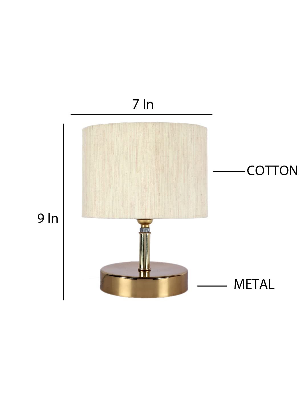 Metal Table lamp with Off-White Cotton Shade