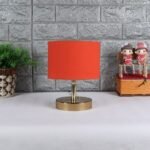 Metal Table lamp with Orange Cotton Shade
