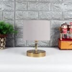 Metal table lamp with Grey cotton Shade