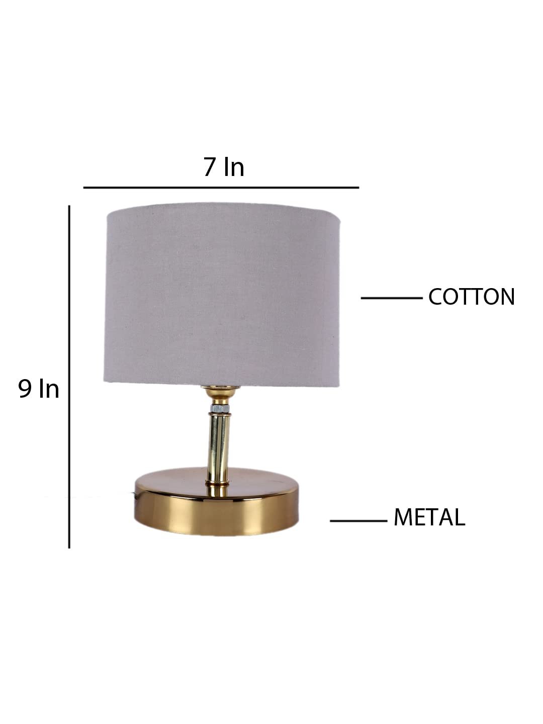 Metal table lamp with Grey cotton Shade