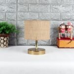 Metal Table lamp with Beige Jute Shade