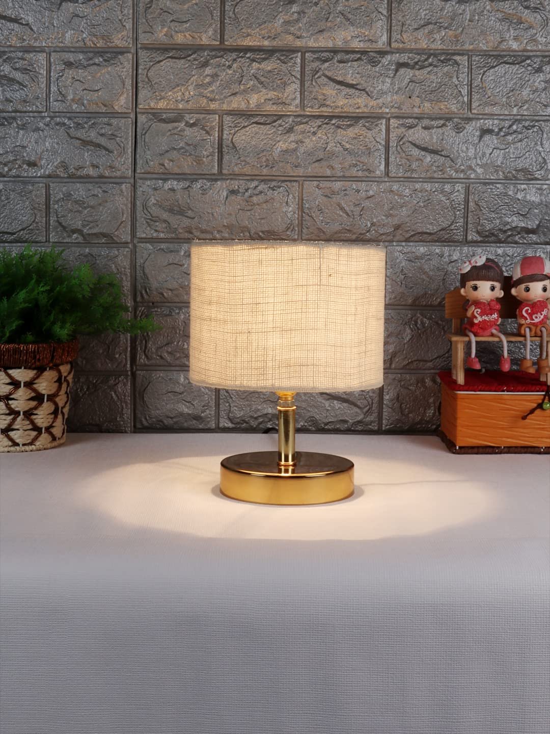 Metal Table lamp with White Jute Shade