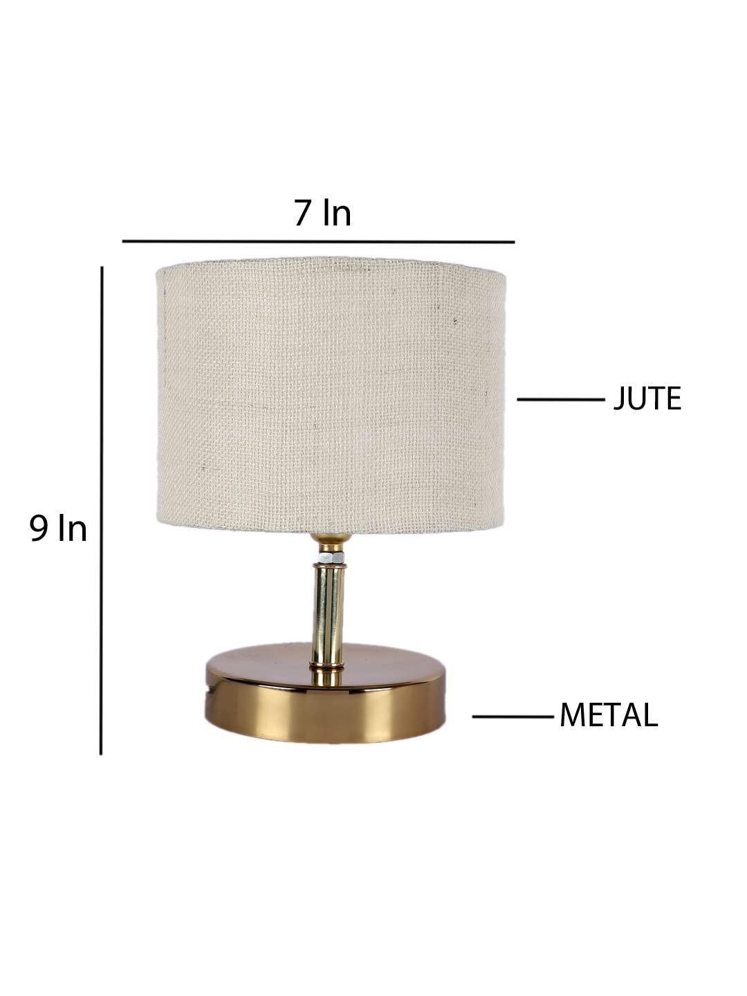 Metal Table lamp with White Jute Shade