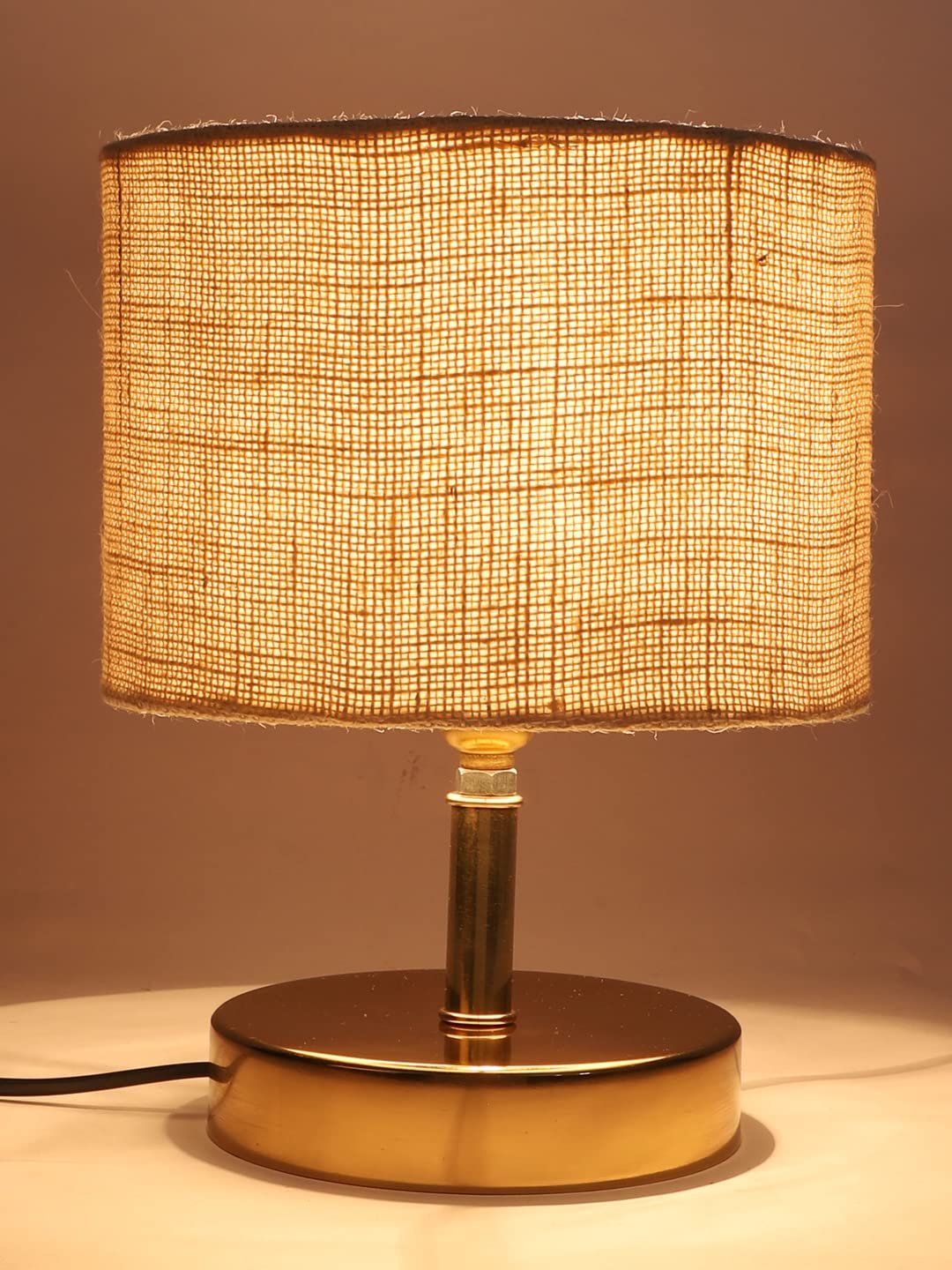 Metal Table lamp with White Jute Shade