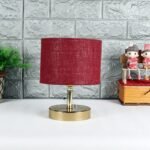 Metal Table lamp with Maroon Jute Shade