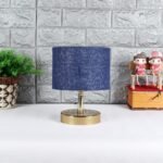Metal Table lamp with Blue Jute Shade