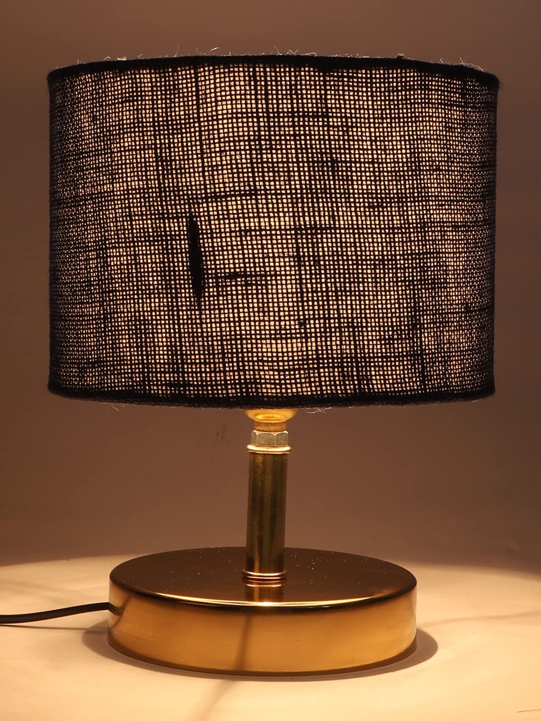 Metal Table lamp with Blue Jute Shade