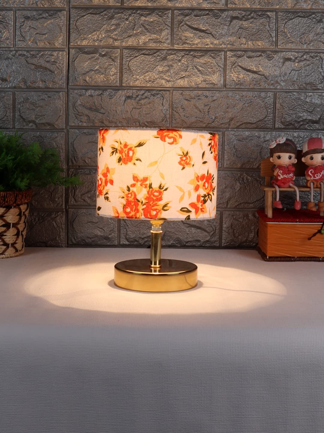 Metal Table lamp with Multicolor Cotton Shade