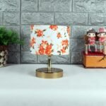 Metal Table lamp with Multicolor Cotton Shade