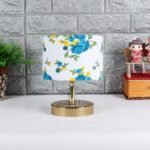 Metal Table lamp with Multicolor Cotton Shade