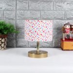 Metal Table lamp with Multicolor Cotton Shade