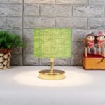 Metal Table lamp with Green Jute Shade