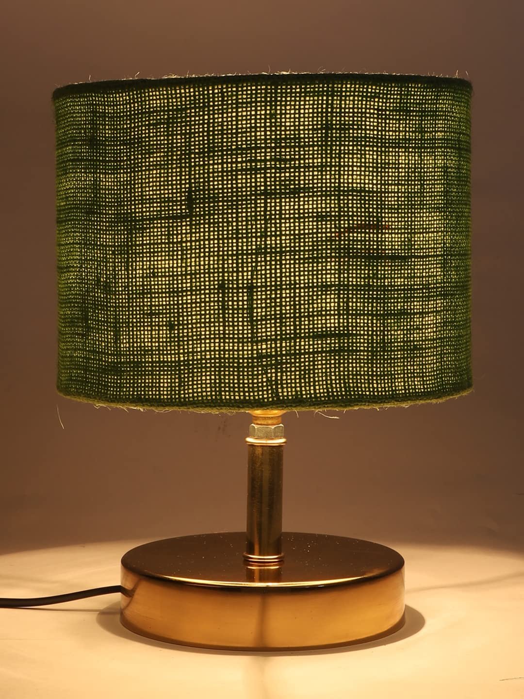 Metal Table lamp with Green Jute Shade