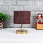 Metal Table lamp with Brown Jute Shade