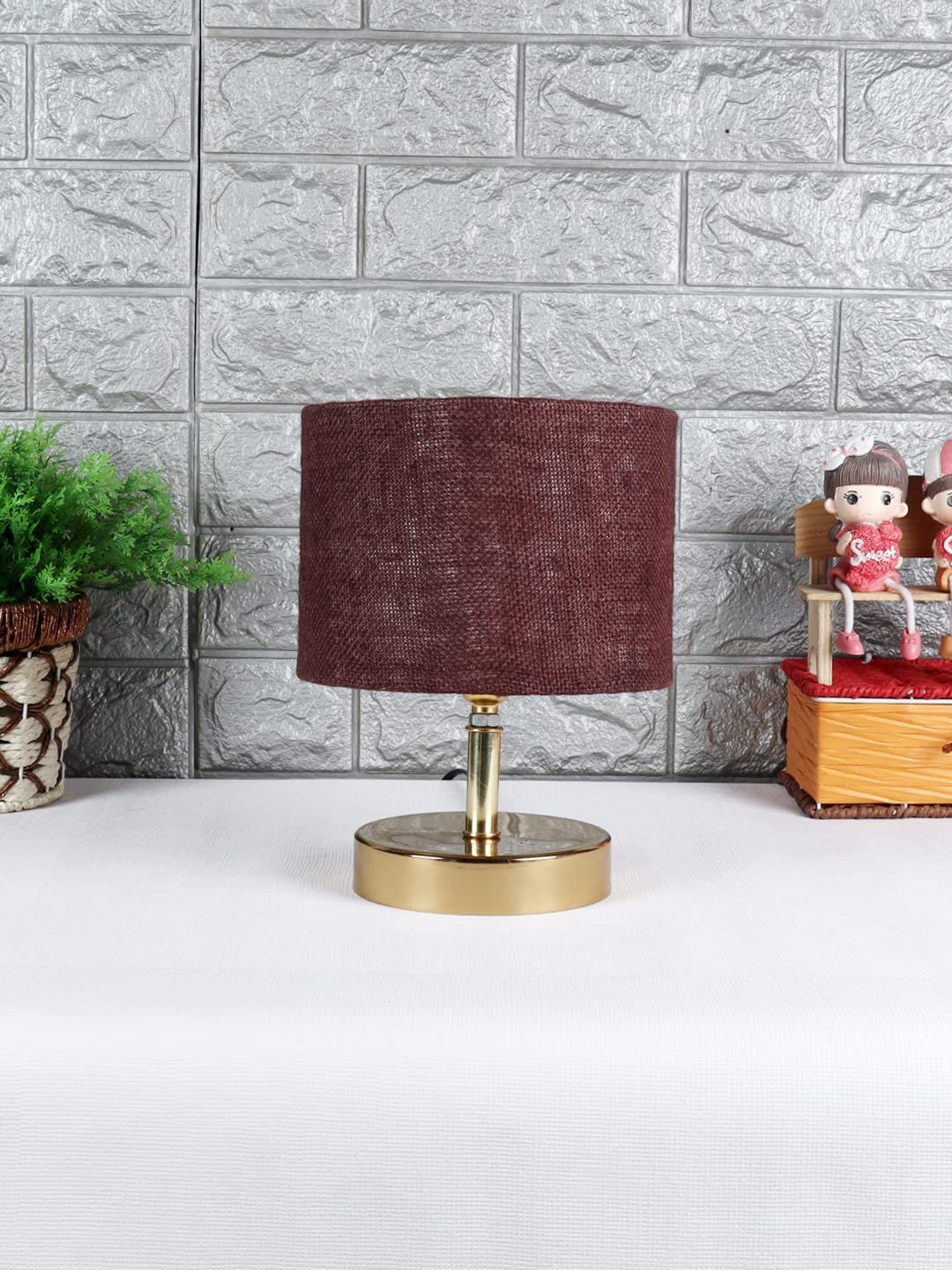 Metal Table lamp with Brown Jute Shade