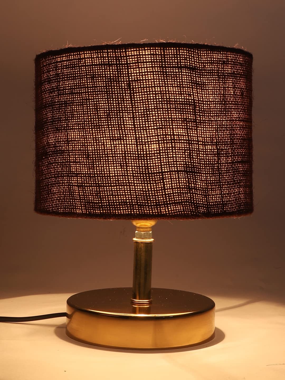 Metal Table lamp with Brown Jute Shade