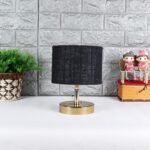 Metal Table lamp with Black Jute Shade
