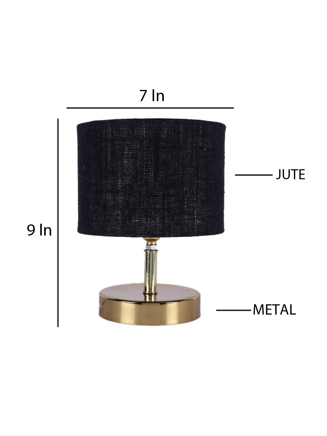 Metal Table lamp with Black Jute Shade