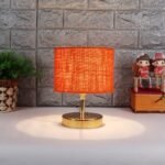 Metal Table lamp with Orange Jute Shade