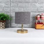 Metal Table lamp with Grey Jute Shade