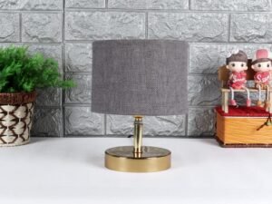 Metal Table lamp with Grey Jute Shade