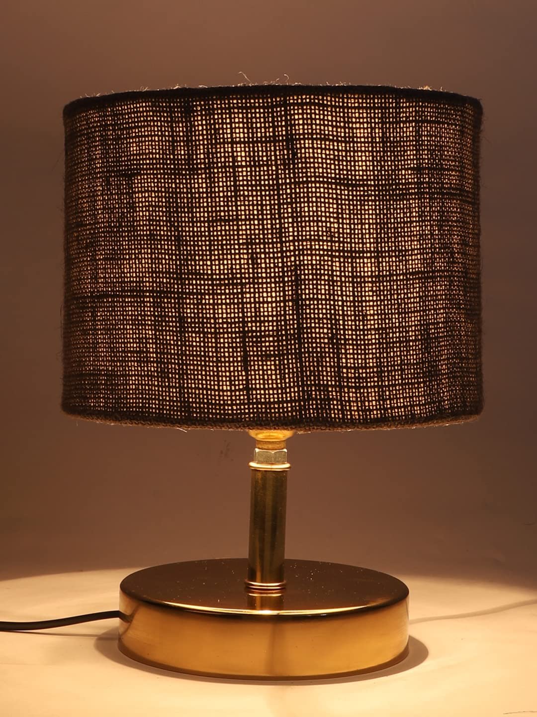 Metal Table lamp with Grey Jute Shade