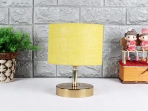 Metal Table lamp with Yellow Jute Shade