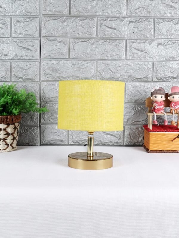 Metal Table lamp with Yellow Jute Shade