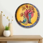 Pastel Pichwai Peacock Tree Melody Wall Plate (10 Inch) Finish Frame for Home Decoration, Living Room – Wall Art for Gift, Aesthetic Room Decor Items | Wall Hanging (Multi)