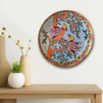 Pastel Pichwai Love Birds Harmony Wall Plate (10 Inch) Finish Frame for Home Decoration, Living Room – Wall Art for Gift, Aesthetic Room Decor Items | Wall Hanging (Multi)