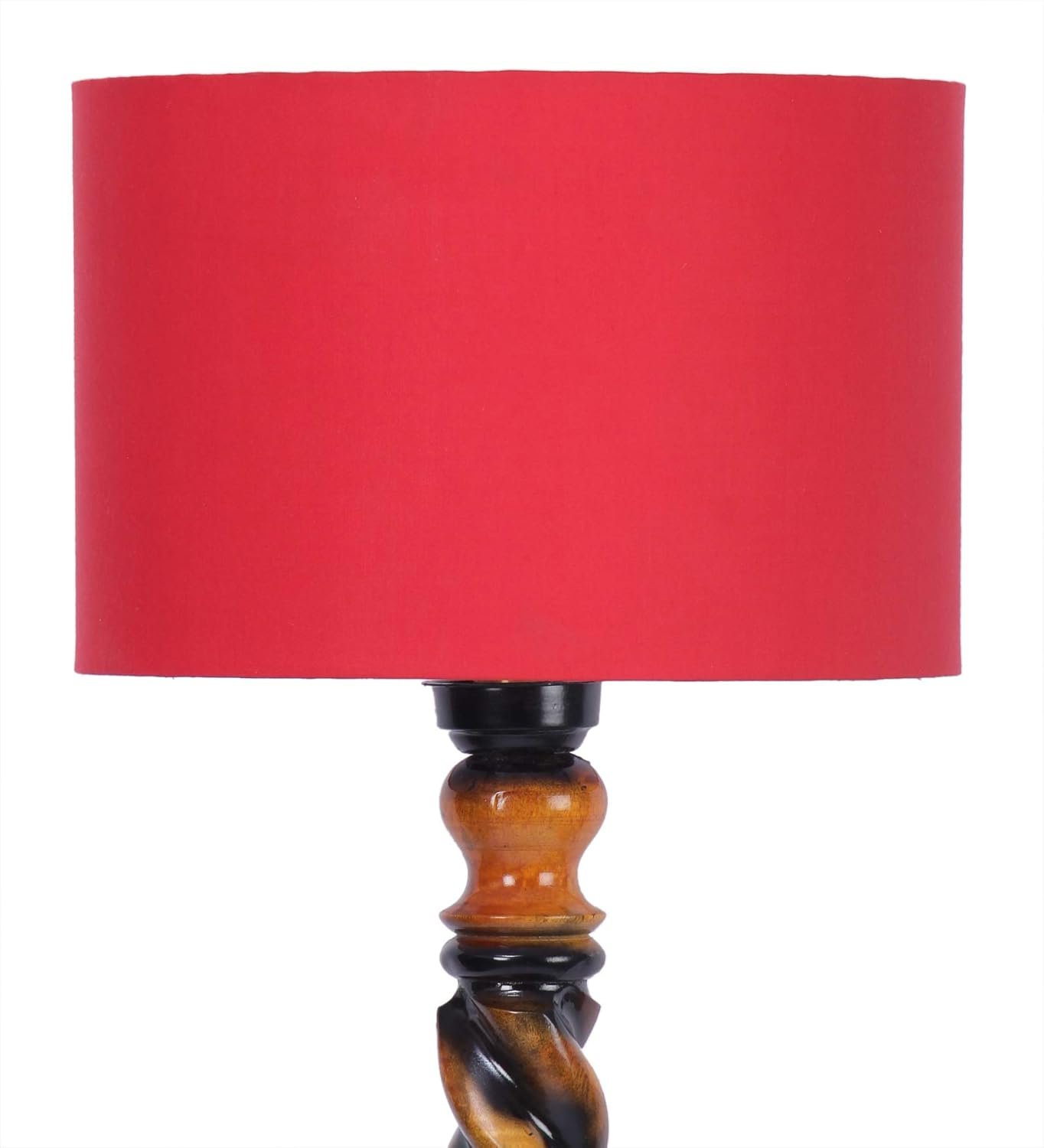 Red Cotton Drum Wooden Floor Lamp -3-(12x56.7 inches) -Closed Snake