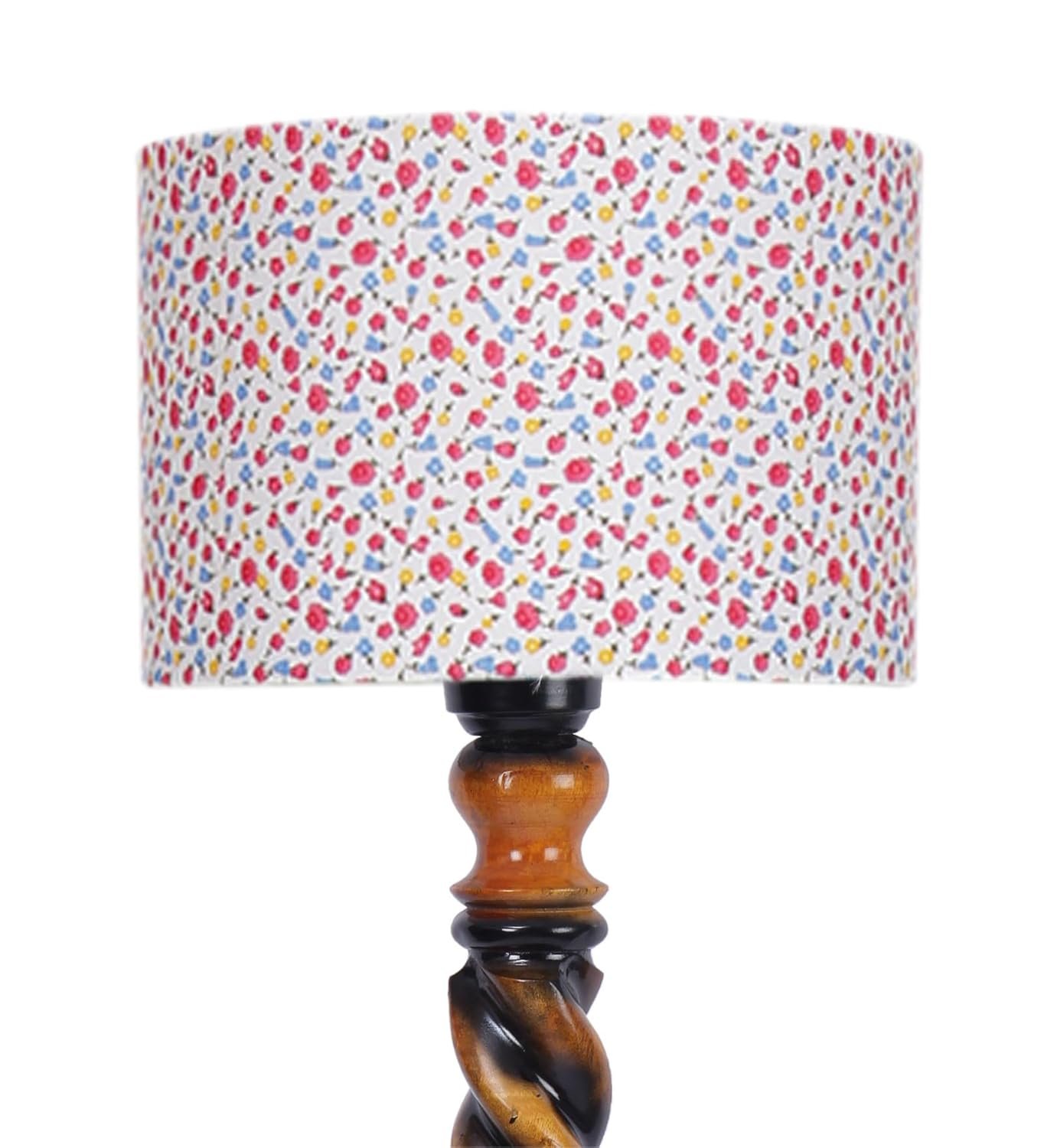 Printed Cotton Drum Wooden Floor Lamp -15 (12x56.7inches) -Closed Snake