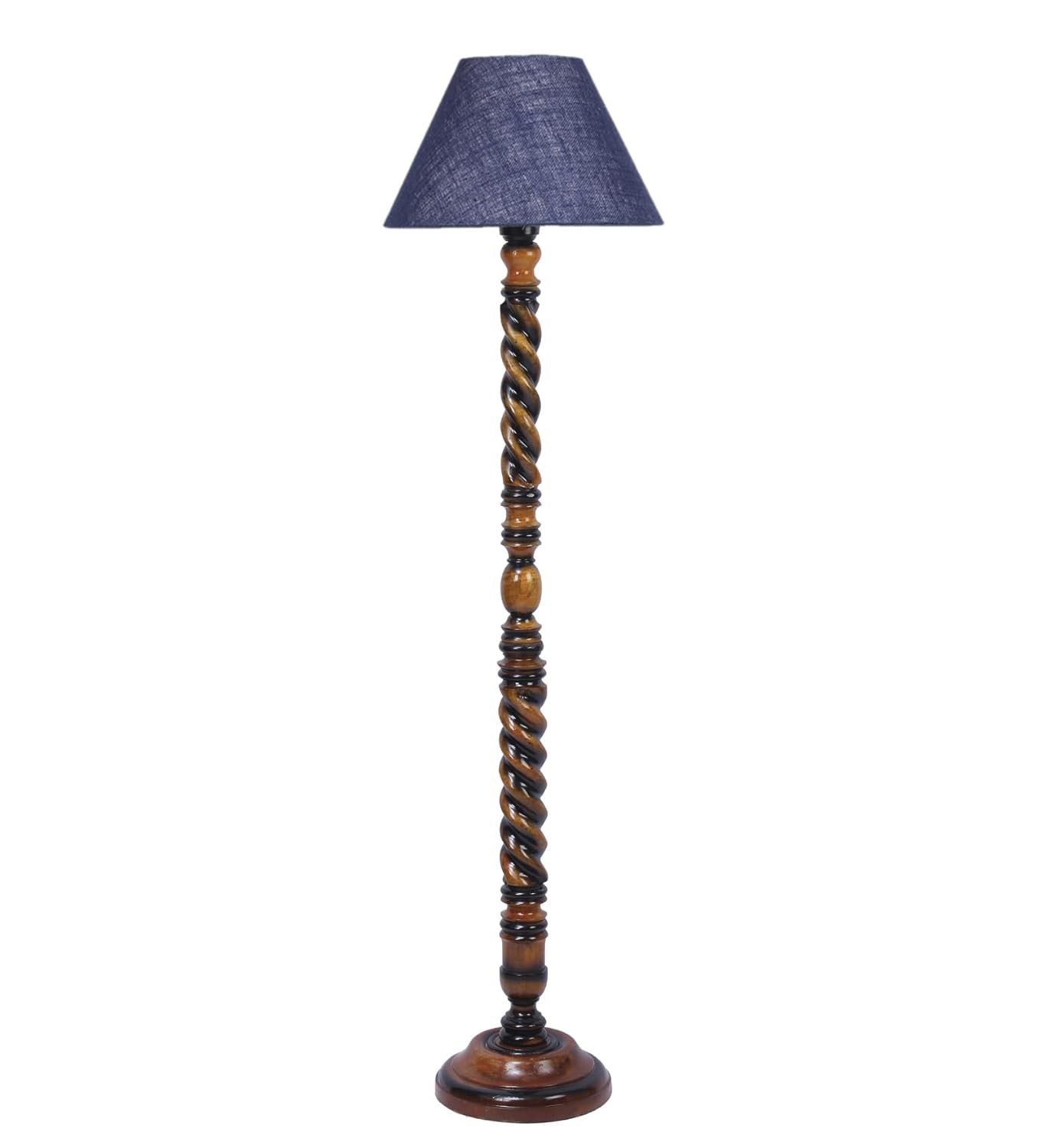 Blue Jute Wooden Floor Lamp -31-(14x55.75inches) -Closed Snake