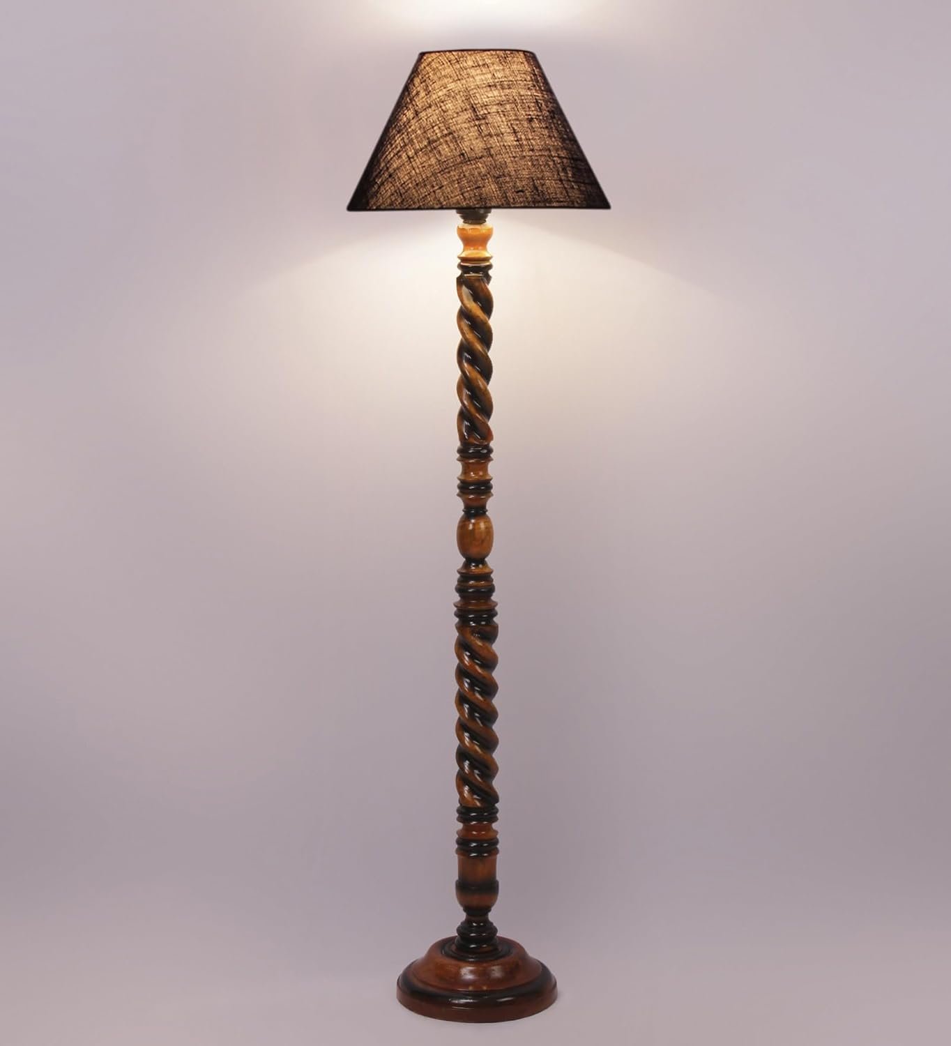 Blue Jute Wooden Floor Lamp -31-(14x55.75inches) -Closed Snake