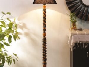 Blue Jute Wooden Floor Lamp -31-(14x55.75inches) -Closed Snake
