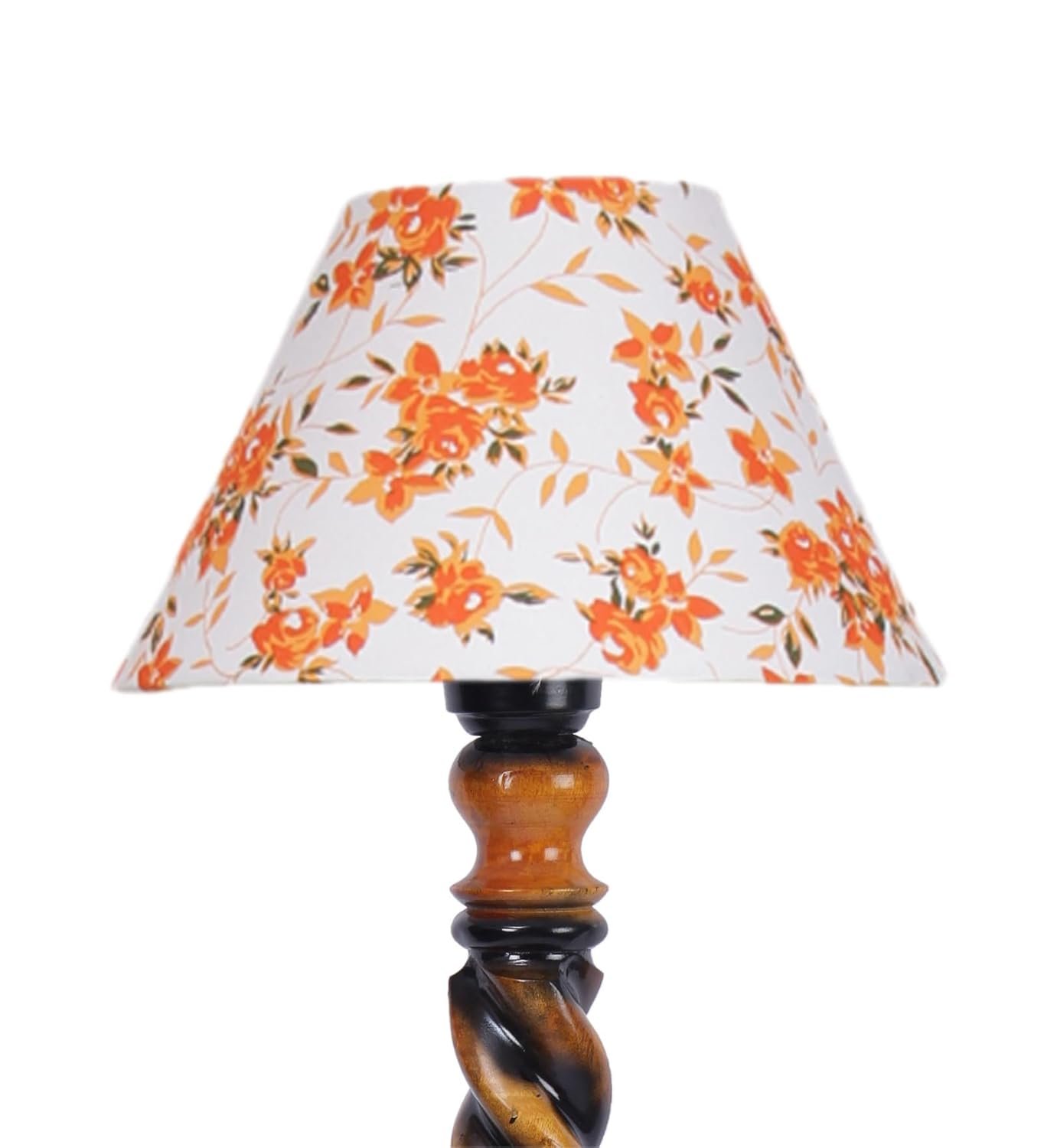 Printed Cotton Conical Wooden Floor Lamp -33-(14x55.75inches) -Closed Snake