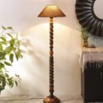 Beige Jute Coolie Floor Lamp -45-(13×53.75 Inches)-Closed Snake