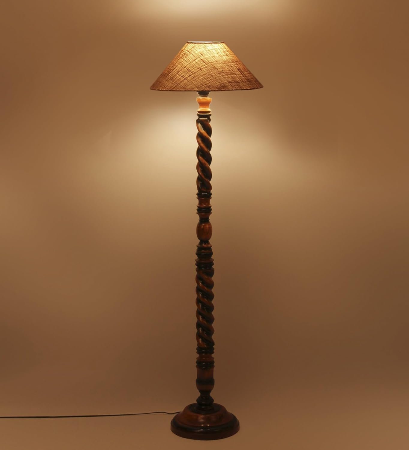 Beige Jute Coolie Floor Lamp -45-(13x53.75 Inches)-Closed Snake