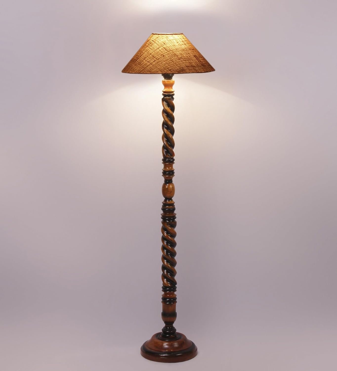 Beige Jute Coolie Floor Lamp -45-(13x53.75 Inches)-Closed Snake
