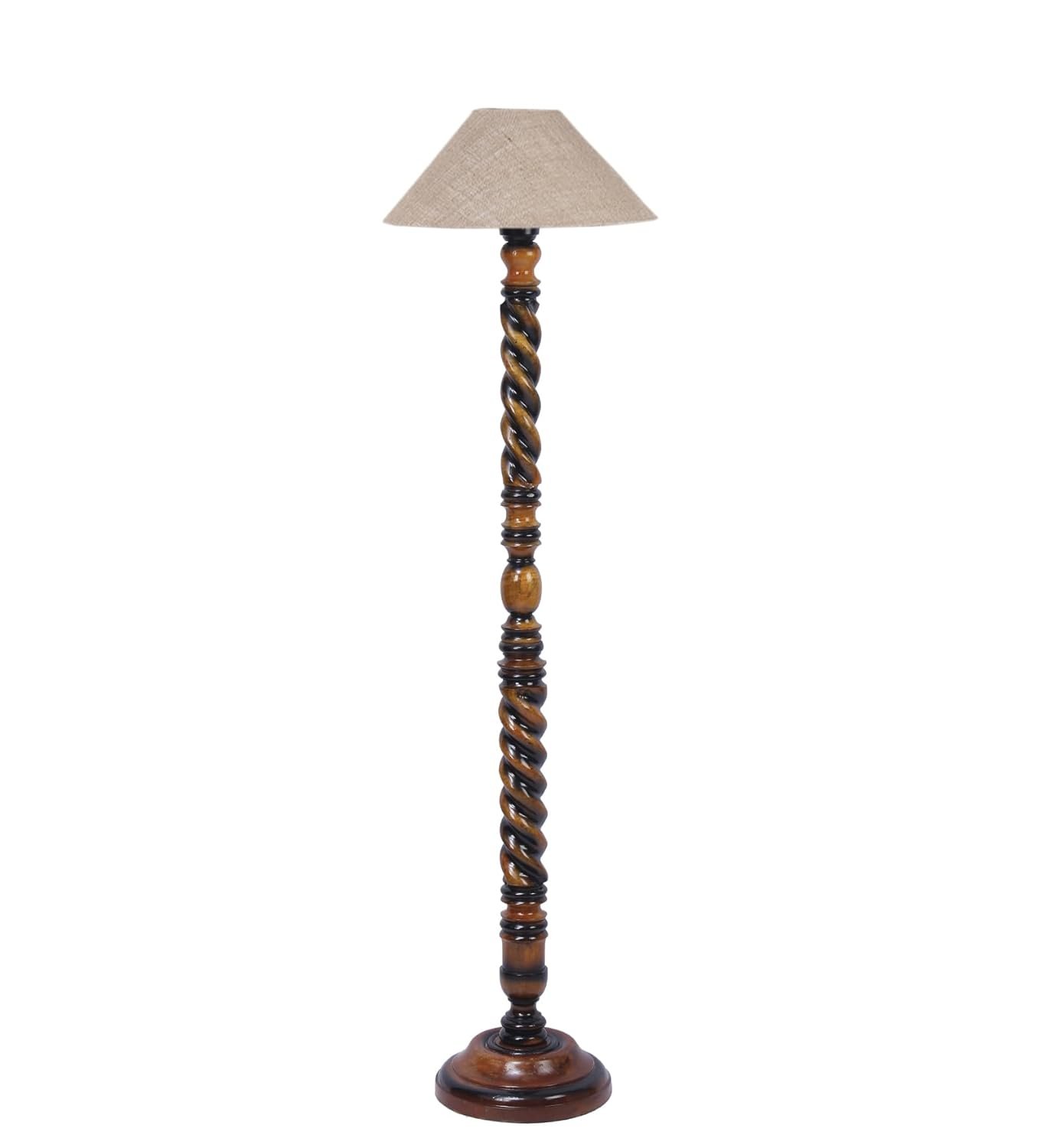 Beige Jute Coolie Floor Lamp -45-(13x53.75 Inches)-Closed Snake