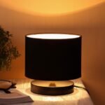 Black Cotton Shade Lamp with Black Wood Base for Decoration/Office/Home/Gifting/Study for Office/Home/Gifting -(7x7x7) Inches –