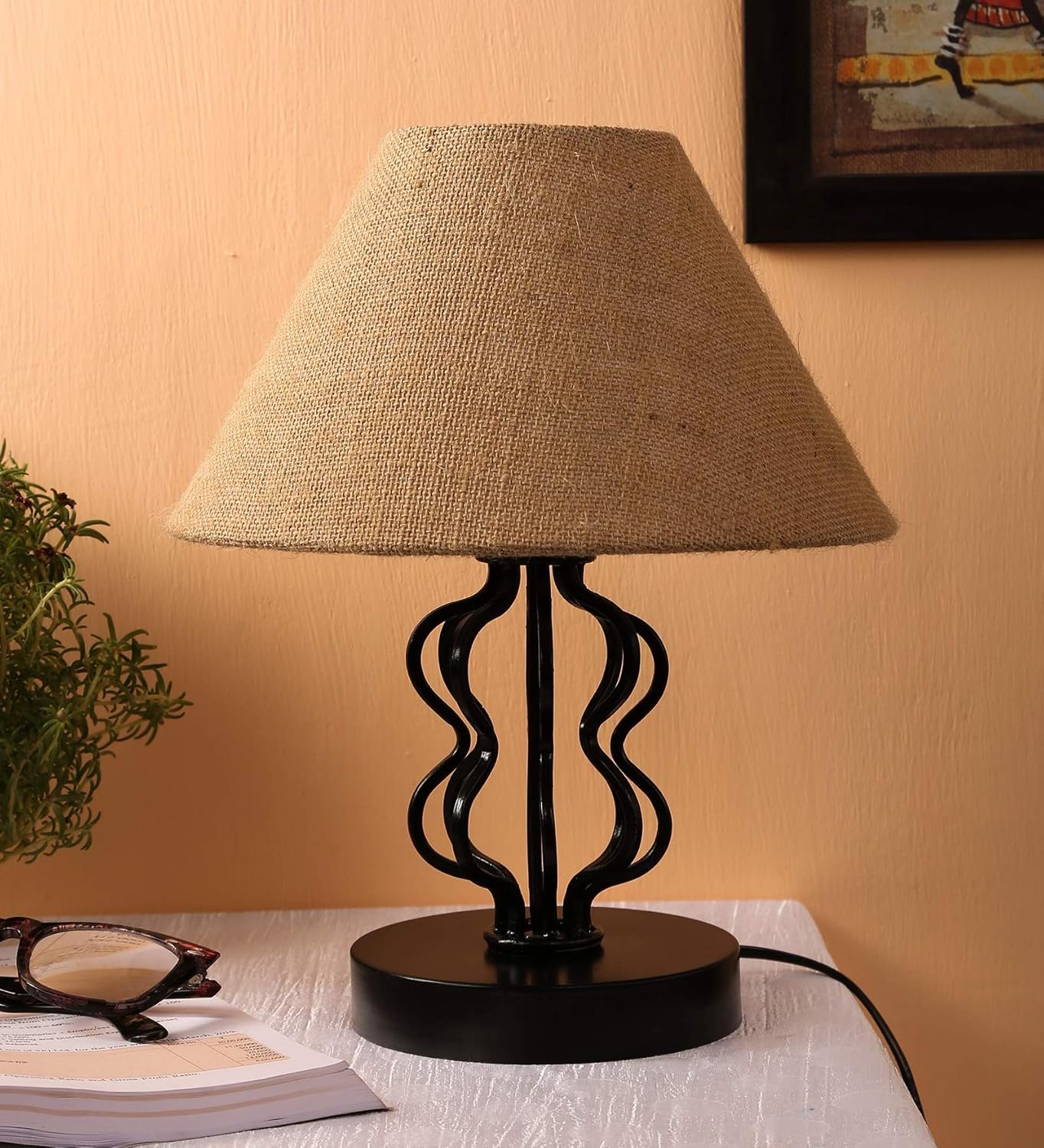 Beige Jute Table Lamp