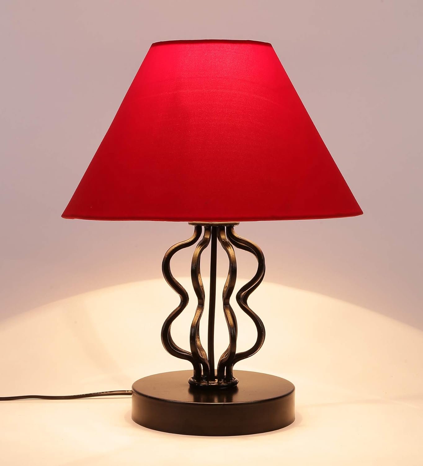 Cotton Red Fashionable/Decorative Iron Table Lamp (Red, Cotton)