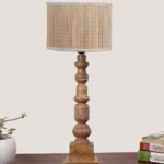 Bamboo Table Lamp with Wooden Natural Base – Height 21.25 Inches/Without Bulb | for Living Room, Bedroom Decoration, Home Decor, Gifting | Decorative Bedside & Desk Table Lamp