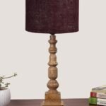 Brown Jute Table Lamp with Wooden Natural Base – Height 21.25 Inches/Without Bulb | for Living Room, Bedroom Decoration, Home Decor, Gifting | Decorative Bedside & Desk Table Lamp