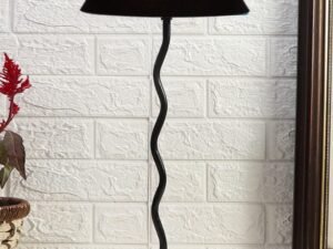 Black Cotton Zig zag Table lamp with Iron Base (AE02)
