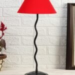 Red Cotton Zig zag Table lamp with Iron Base (AE03)