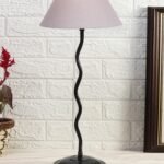 Grey Cotton Zig zag Table lamp with Iron Base (AE06)